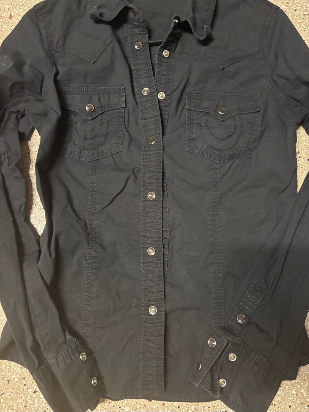 True Religion Black Snap-Front Women's Button-Down Shirt